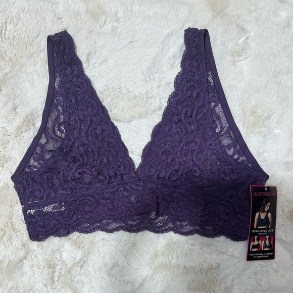 Lily of France purple sensational lace bralette in Size Large - Picture 9 of 10
